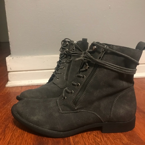 JustFab Shoes - JustFab Gray Combat Booties